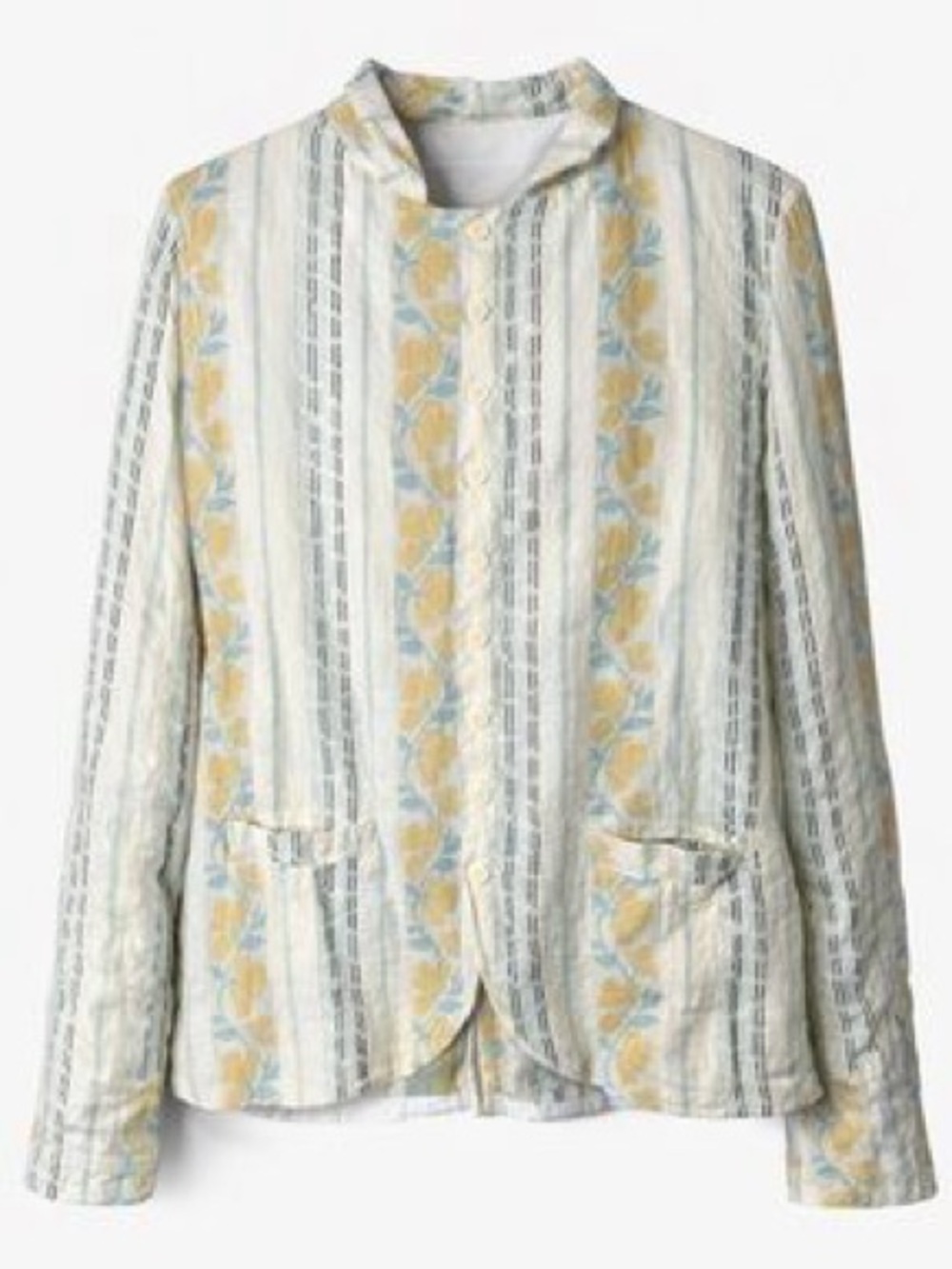 CP SHADES ‘Dree’ Cottagecore Floral Stripe Linen Blend Button-Up Blazer Jacket